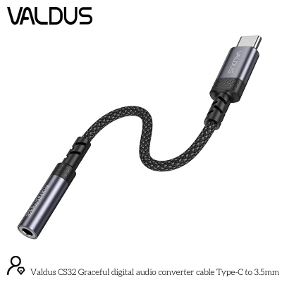 Picture of Valdus Type-C to 3.5mm Audio Adapter Dongle For all Phone (CS32)-Black