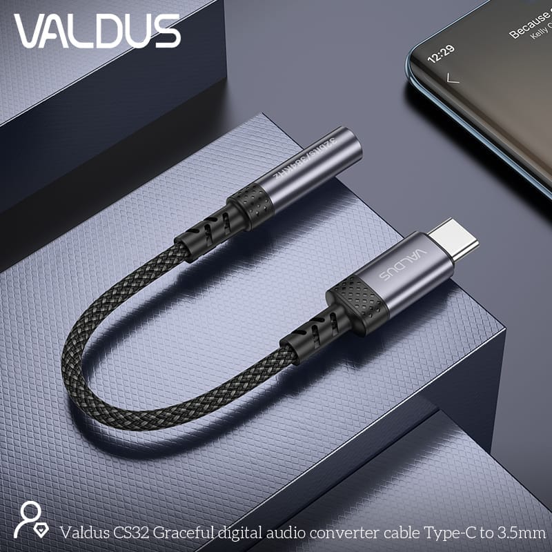 Picture of Valdus Type-C to 3.5mm Audio Adapter Dongle For all Phone (CS32)-Black