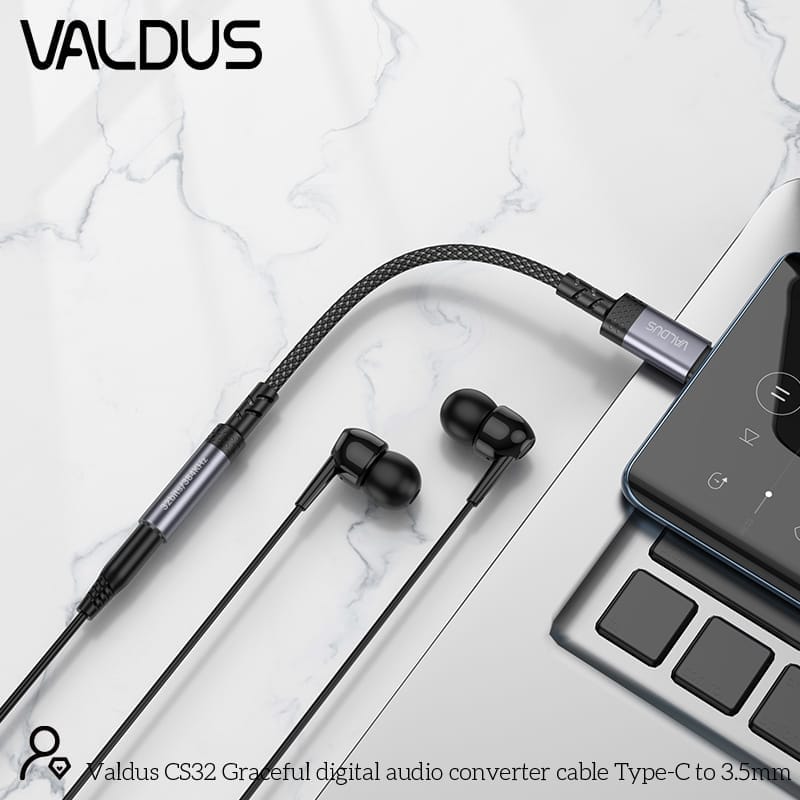 Picture of Valdus Type-C to 3.5mm Audio Adapter Dongle For all Phone (CS32)-Black