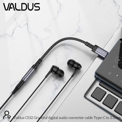 Picture of Valdus Type-C to 3.5mm Audio Adapter Dongle For all Phone (CS32)-Black