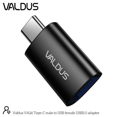 Picture of VALDUS VA26 USB-C male to USB-A female OTG adapter-Black
