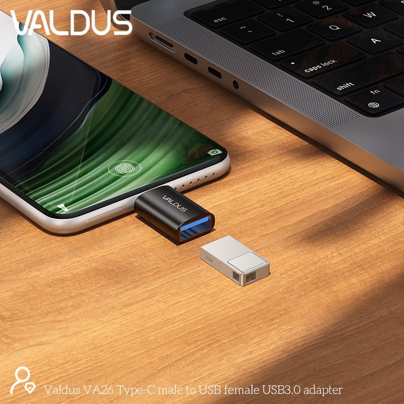 Picture of VALDUS VA26 USB-C male to USB-A female OTG adapter-Black