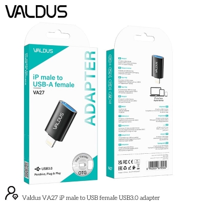 Picture of Valdus VA27 Lightning to Type A OTG Converter-Black