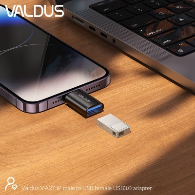 Picture of Valdus VA27 Lightning to Type A OTG Converter-Black