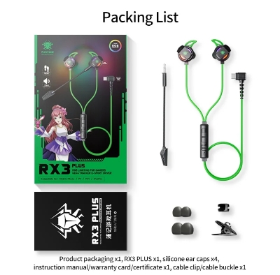 Picture of Plextone RX3 PLUS Type-C Wired Gaming Earphone-Green