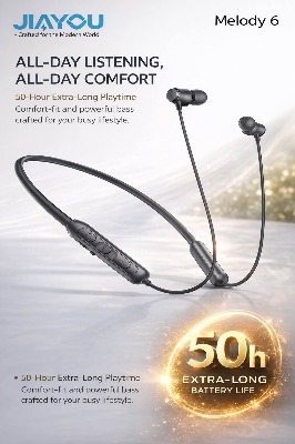 Picture of Jiayou Melody-6 All Day Neck-Mounted Bluetooth Earphones – Hall Effect Switch, Bluetooth 6.0, 50H Playtime, 250mAh Battery-Black