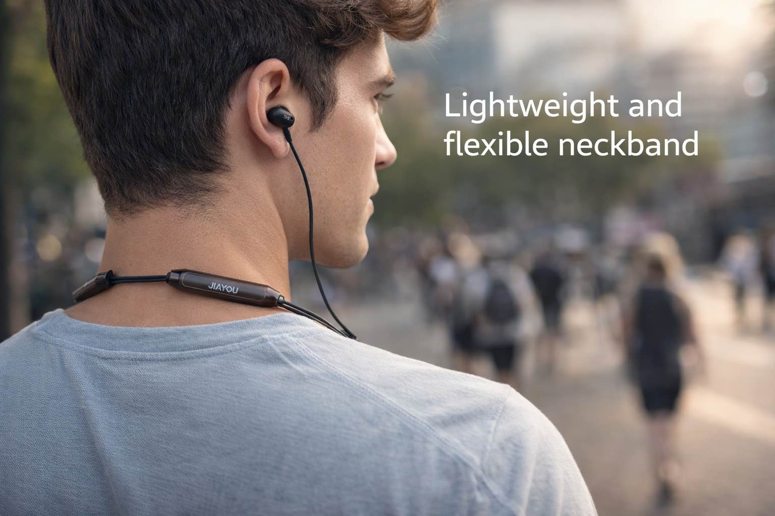 Picture of Jiayou Melody-6 All Day Neck-Mounted Bluetooth Earphones – Hall Effect Switch, Bluetooth 6.0, 50H Playtime, 250mAh Battery-Black