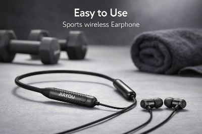 Picture of Jiayou Melody-7 Sports Wireless Neckband Earphones – Magnetic Design, Bluetooth 6.0, 50H Playtime, 250mAh Battery-Black