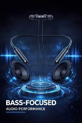 Picture of Jiayou Melody-7 Sports Wireless Neckband Earphones – Magnetic Design, Bluetooth 6.0, 50H Playtime, 250mAh Battery-Black