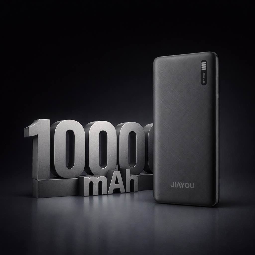 Picture of Jiayou Thunder-5 10000mAh Portable Slim Power Bank – 2.5A Fast Charging, Dual USB Output, Type-C & Micro Input-Black