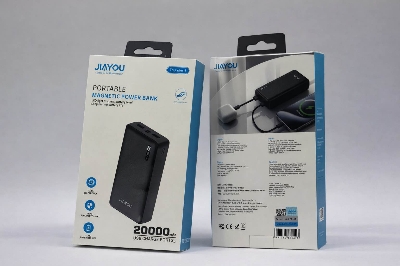 Picture of Jiayou Thunder-6 20000mAh Portable Slim Power Bank – 2.5A Fast Charging, Dual USB Output, Type-C & Micro Input-Black