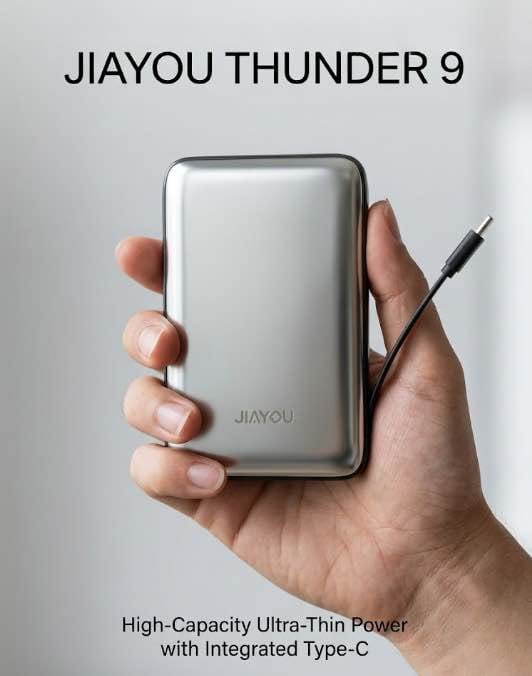 Picture of Jiayou Thunder 9 10000mAh 22.5W Magnetic Wireless Power Bank with Built-in Type-C Cable – 15W Fast Wireless Charging-Black