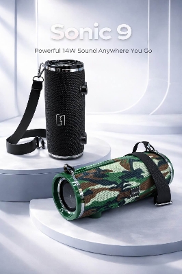 Picture of Jiayou Sonic 9 14W Portable Bluetooth Speaker with Belt, Bluetooth 5.4, 3000mAh Battery-Black