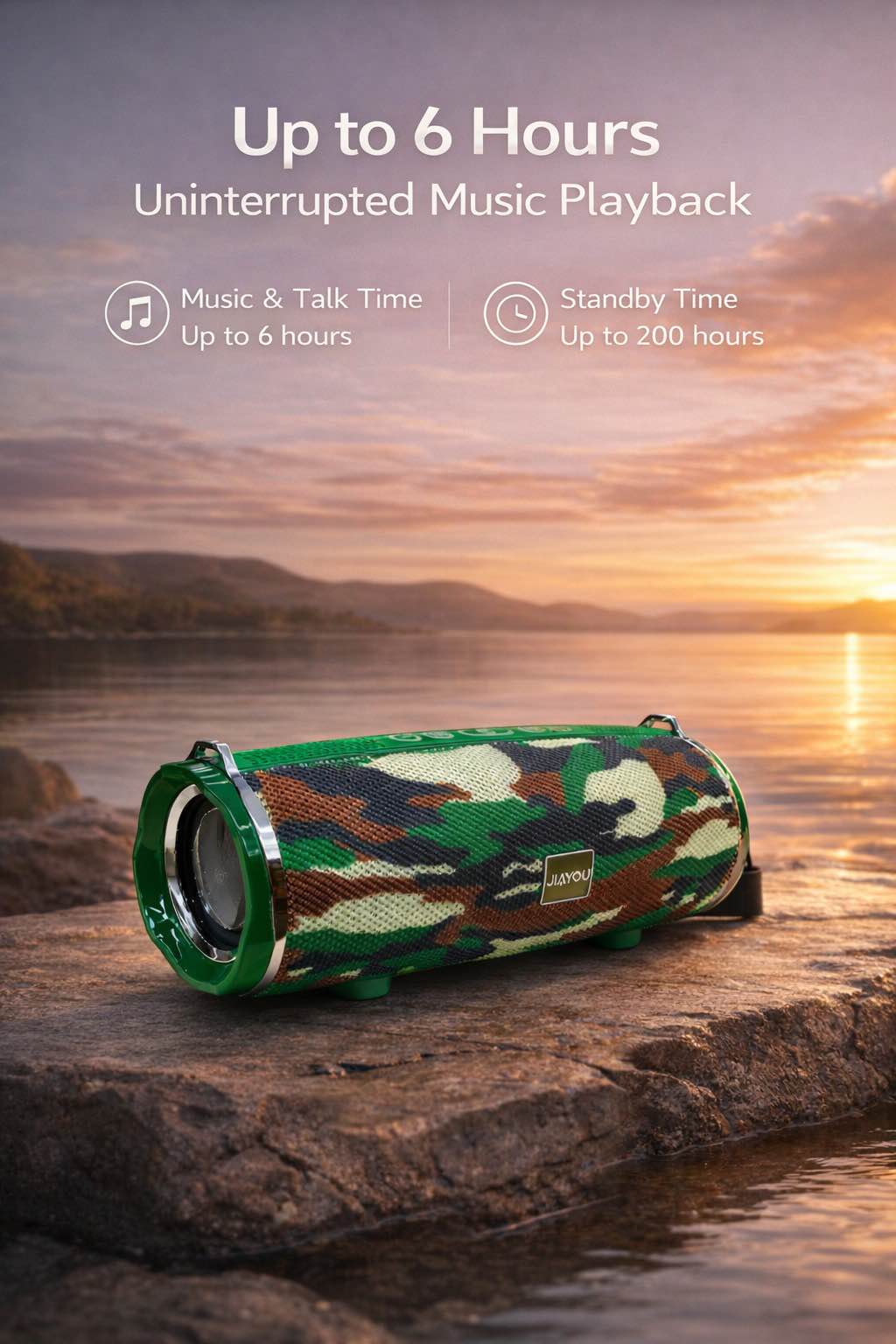 Picture of Jiayou Sonic 9 14W Portable Bluetooth Speaker with Belt, Bluetooth 5.4, 3000mAh Battery-Black