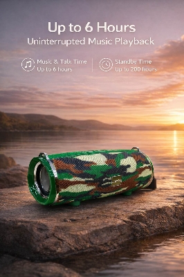 Picture of Jiayou Sonic 9 14W Portable Bluetooth Speaker with Belt, Bluetooth 5.4, 3000mAh Battery-Black