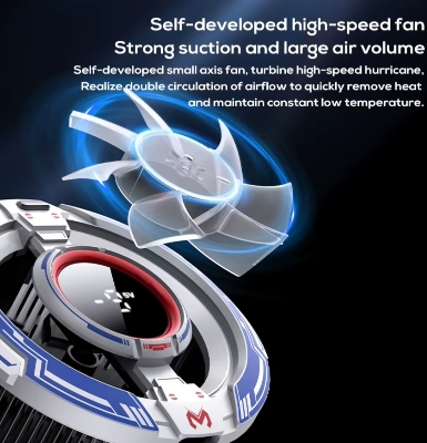 Picture of Memo CX16 Magnetic Semiconductor Phone Cooler - RGB Radiator Cooling Fan for Mobile Gaming-White