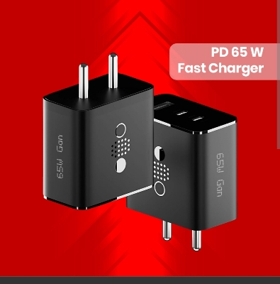 Picture of CMF by Nothing 65W GaN Fast Charger - 3-Port USB-C Rapid Wall Adapter-Black