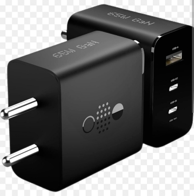 Picture of CMF by Nothing 65W GaN Fast Charger - 3-Port USB-C Rapid Wall Adapter-Black