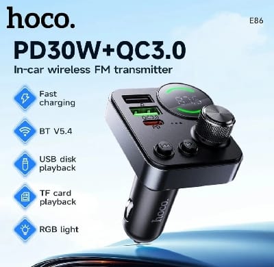 Picture of Hoco E86 Alegria 48W Dual Port Car Charger-Black