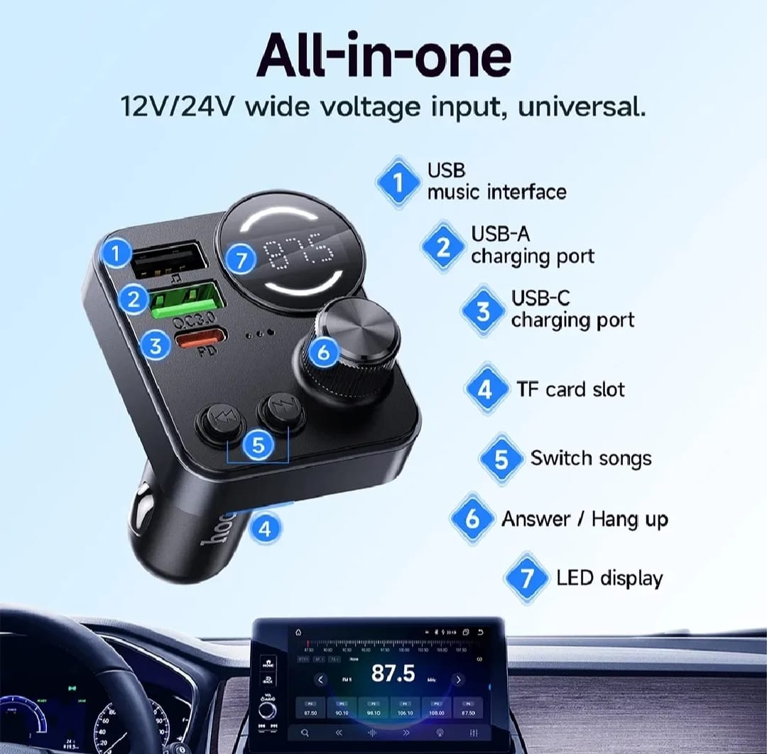 Picture of Hoco E86 Alegria 48W Dual Port Car Charger-Black