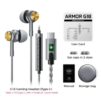 Picture of Plextone G18 Type-C Wired Gaming Earphone-Black