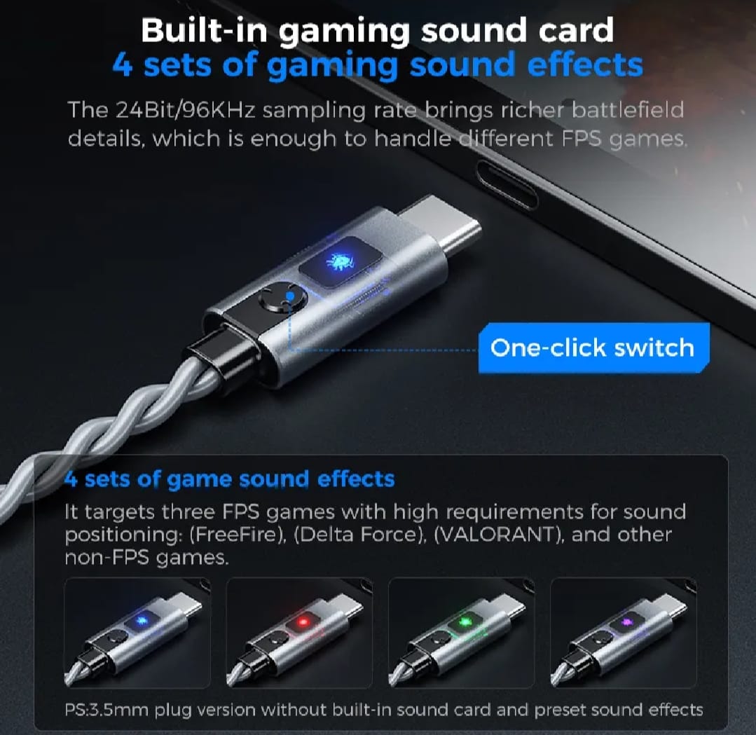 Picture of Plextone G18 Type-C Wired Gaming Earphone-Black