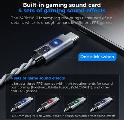 Picture of Plextone G18 Type-C Wired Gaming Earphone-Black