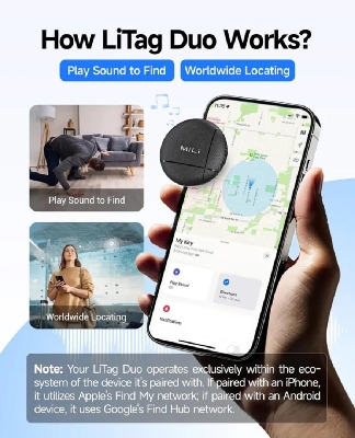 Picture of MiLi MiTag Dual Smart Finder for both Android & iOS Location Trackers-Black