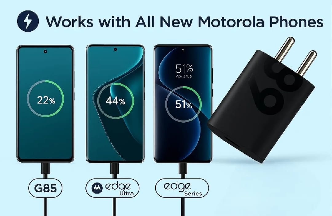 Picture of Motorola 68W TurboPower Fast Charger Type-C Wall Adapter for Moto-Black