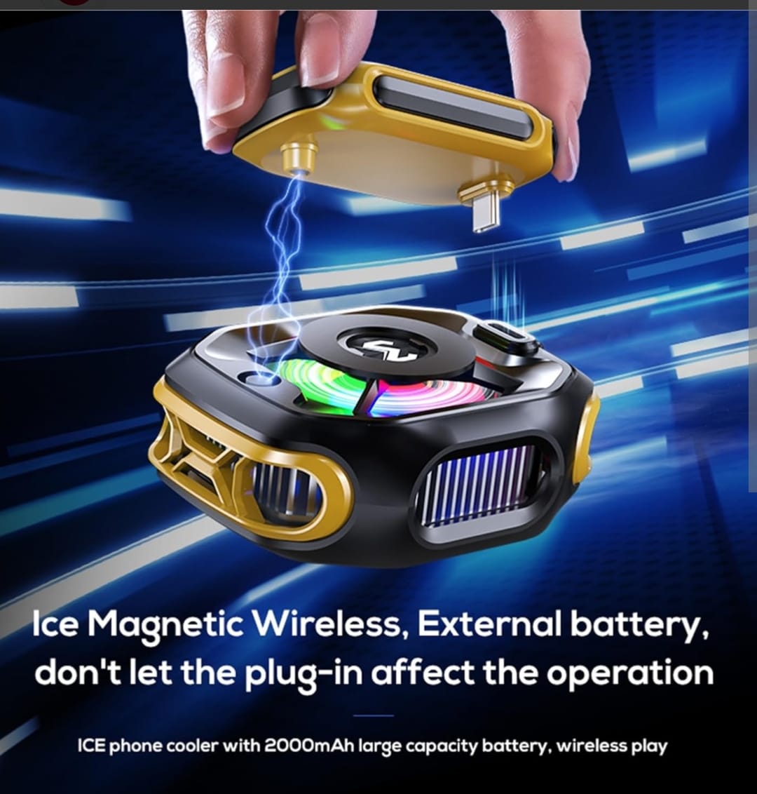 Picture of Memo CX12 Magnetic Semiconductor Phone Cooler - RGB Radiator Cooling Fan for Mobile Gaming-Yellow