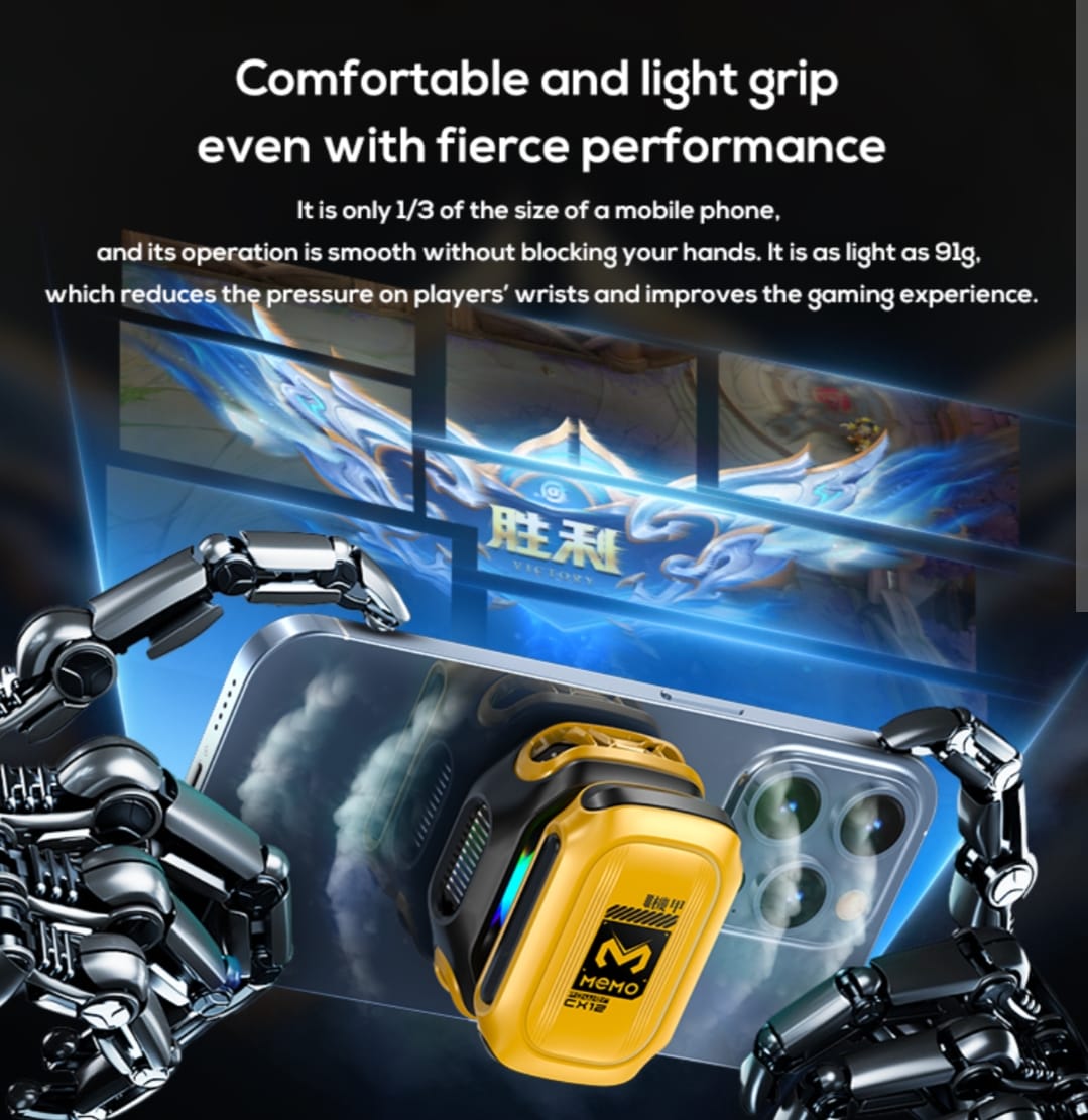 Picture of Memo CX12 Magnetic Semiconductor Phone Cooler - RGB Radiator Cooling Fan for Mobile Gaming-Yellow