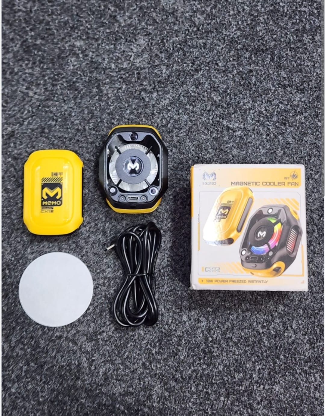 Picture of Memo CX12 Magnetic Semiconductor Phone Cooler - RGB Radiator Cooling Fan for Mobile Gaming-Yellow