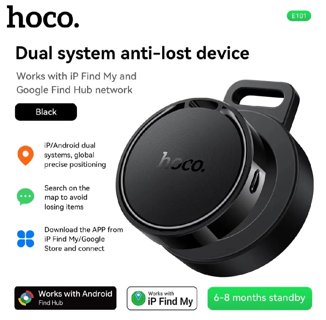 Picture of Hoco E101 Dual Anti-lost Device Location Tracker (Android & iOS Support)-Black