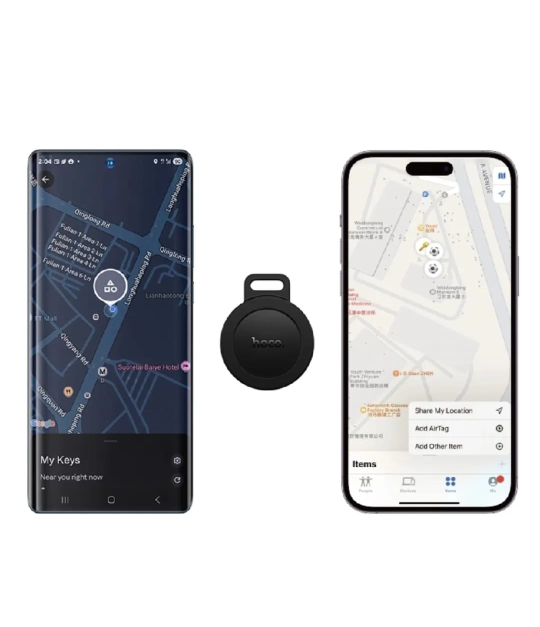 Picture of Hoco E101 Dual Anti-lost Device Location Tracker (Android & iOS Support)-Black