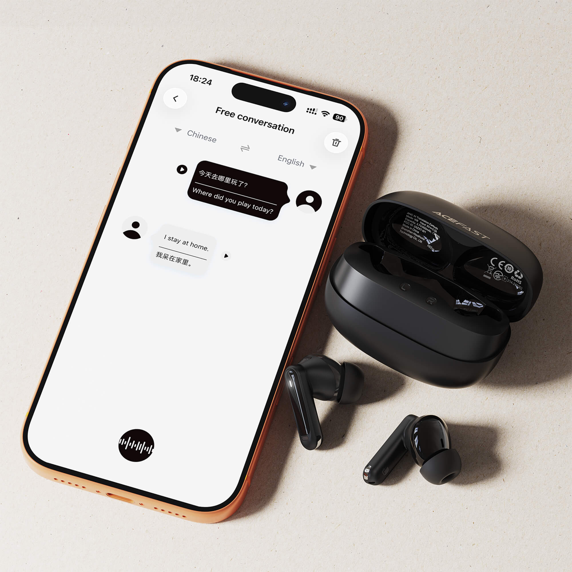 Picture of TWS Earbuds W8 ANC AI Translation-Black