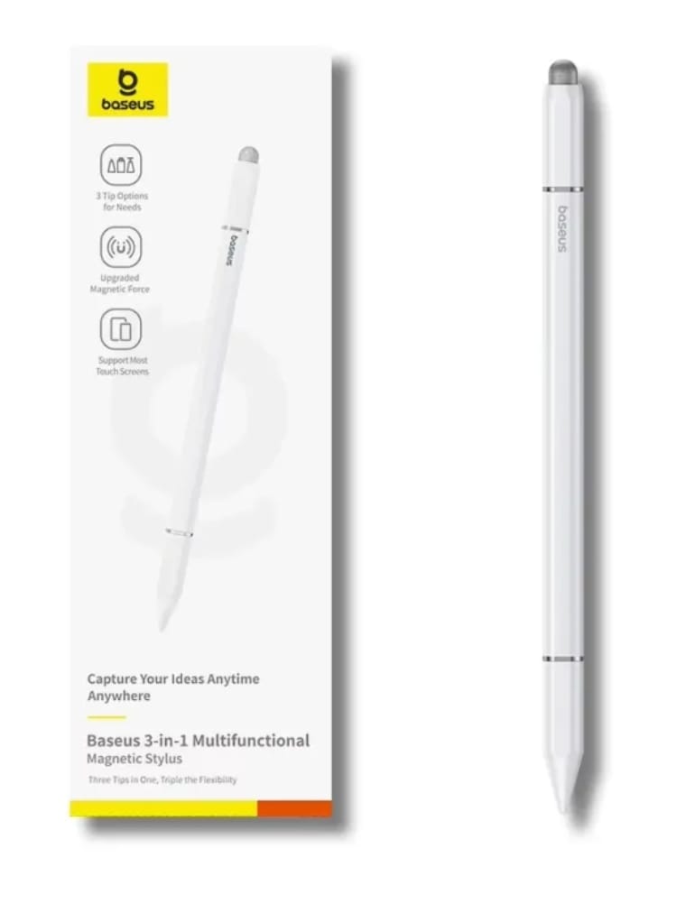 Picture of Baseus 3 in 1 touch screen Stylus Pen For iPhone iPad All Tablet Phone Pencil For Samsung Xiaomi Pad Huawei Matepad Phone Draw Touch Pen-White