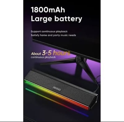 Picture of AWEI KA51 12W TWS Wireless Speaker with RGB Lights & 1800mAh Battery