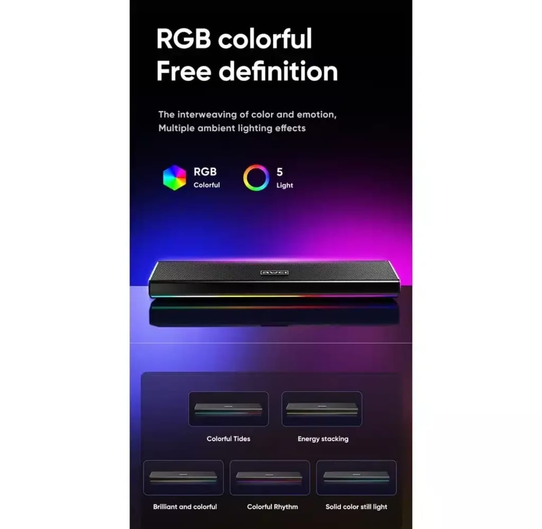 Picture of AWEI KA51 12W TWS Wireless Speaker with RGB Lights & 1800mAh Battery