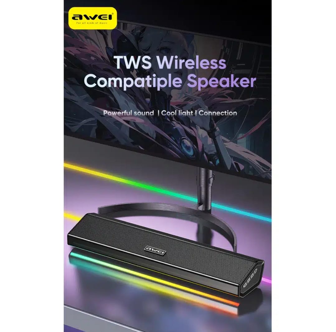 Picture of AWEI KA51 12W TWS Wireless Speaker with RGB Lights & 1800mAh Battery