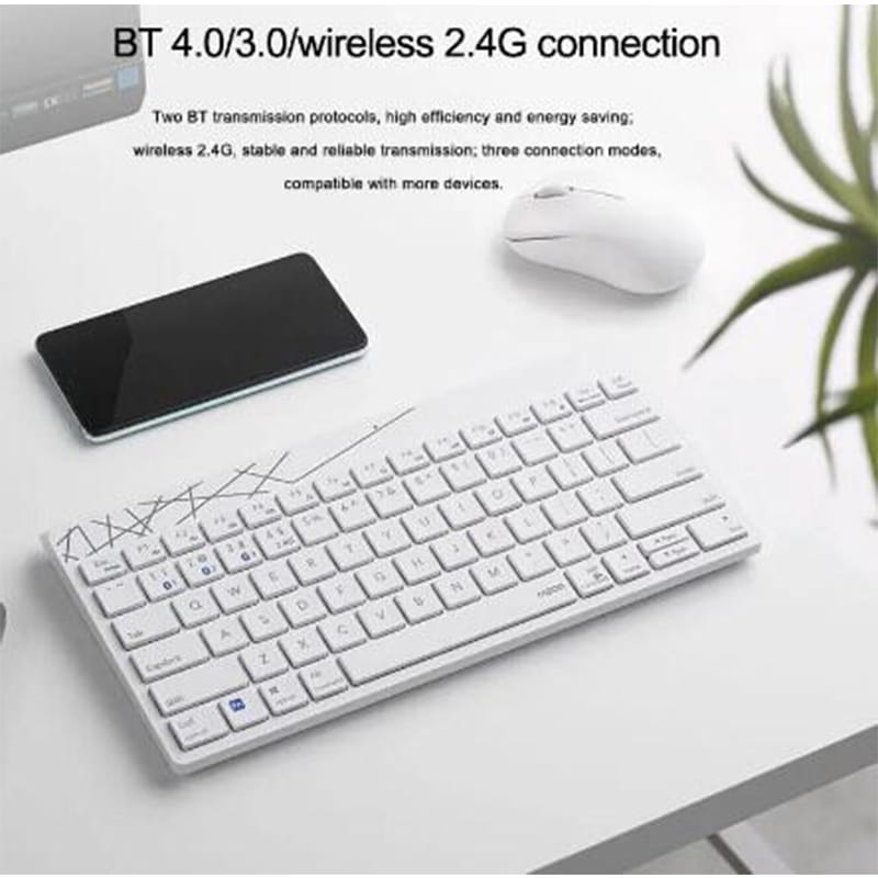 Picture of RAPOO 8000GT USB Support Bluetooth Wireless 2.4G Office Mute Mouse Keyboard set 1300 DPI 87 Keys for Mice Compute PC - Black
