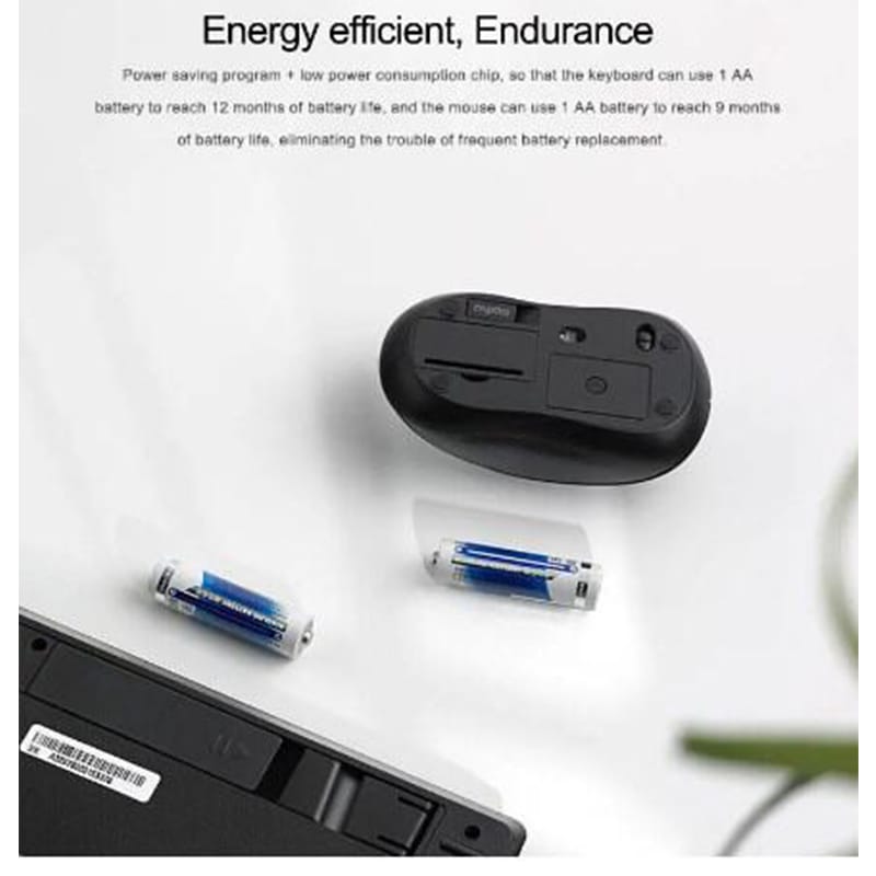Picture of RAPOO 8000GT USB Support Bluetooth Wireless 2.4G Office Mute Mouse Keyboard set 1300 DPI 87 Keys for Mice Compute PC - Black