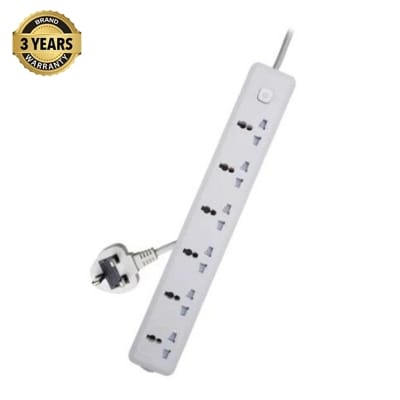 Picture of Multi plug Deli 6 Port Power Strip MULTI PLUG 36 MONTH WARRANTY - White