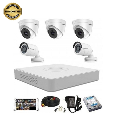 Picture of Hikvision CCTV Camera Package 05Pcs With all Accessories