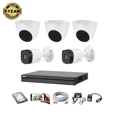 Picture of Dahua CCTV Camera Package  05 PCS CC Camera Package With All Accessories