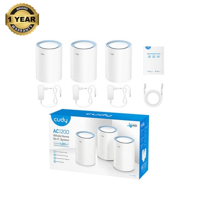 Picture of Cudy M1200 (3-Pack) AC1200 Dual Band Whole Home Wi-Fi Mesh System - 867Mbps on 5GHz and 300Mbps on 2.4GHz - MU-MIMO - 2 Internal Antennas - White - White