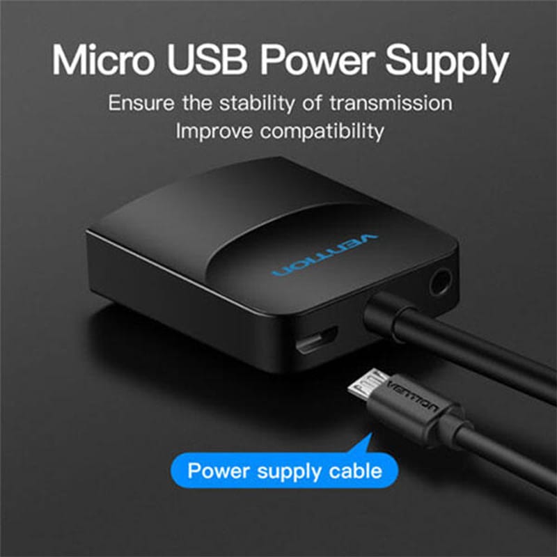 Picture of VENTION ACNBB VGA to HDMI Converter with Female Micro USB and Audio Port - 0.15M - Black