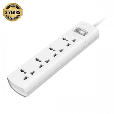 Picture of Multiplug  HUNTKEY SZM401 One Switch Surge Protection Power Strip with Four Socket - White  36 Month Warranty - White