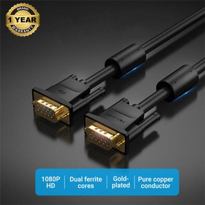 Picture of VENTION DAEBJ VGA(3+6) 5M Black Male to Male Cable with ferrite cores - Black