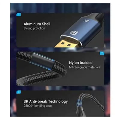 Picture of Vention HCELG 8K DP Male to Male HD Cable - 1.5M - Black