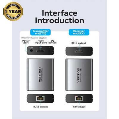 Picture of VENTION AKGH0-UK HDMI Network Cable Extender  With  RJ-45 to RJ-45  Extender Distance UPTO 50 Meter - Grey